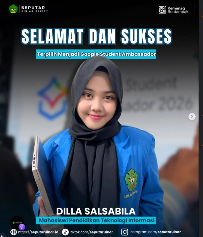 Mahasiswa Pendidikan Teknologi Informasi UIN Ar-Raniry Terpilih sebagai Google Student Ambassador 2026